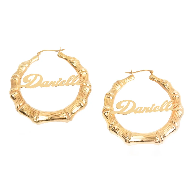 Lightweight hoop earrings for comfortable and all-day wear-THE BAMBOO NAME HOOPS