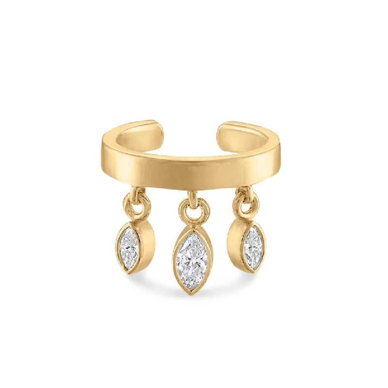 Hoop earrings with hearts for a sweet and romantic gesture-Triple Marquise Cuff