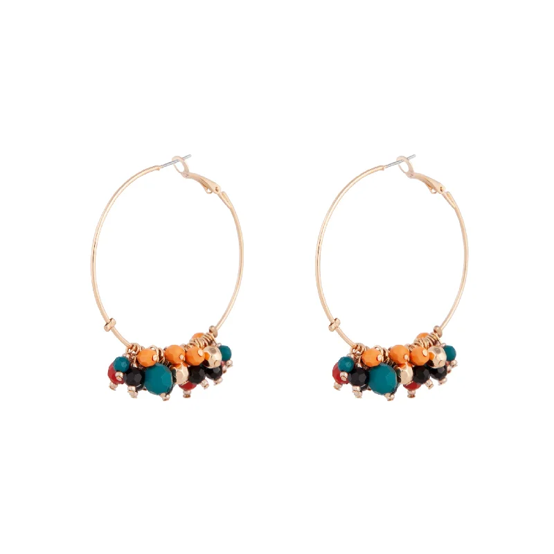 Best hoop earrings with vintage-style detailing for a nostalgic and timeless look-Gold Large Beaded Hoop Earrings