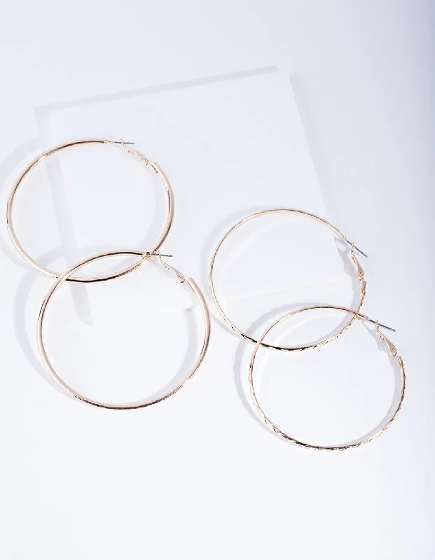 Small hoop earrings for a delicate and understated everyday wear-Gold 6 cm Hoop Earring Pack