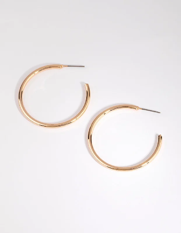 Best hoop earrings with sparkling cubic zirconia for a brilliant, budget-friendly effect-Gold Curved Large Hoop Earrings