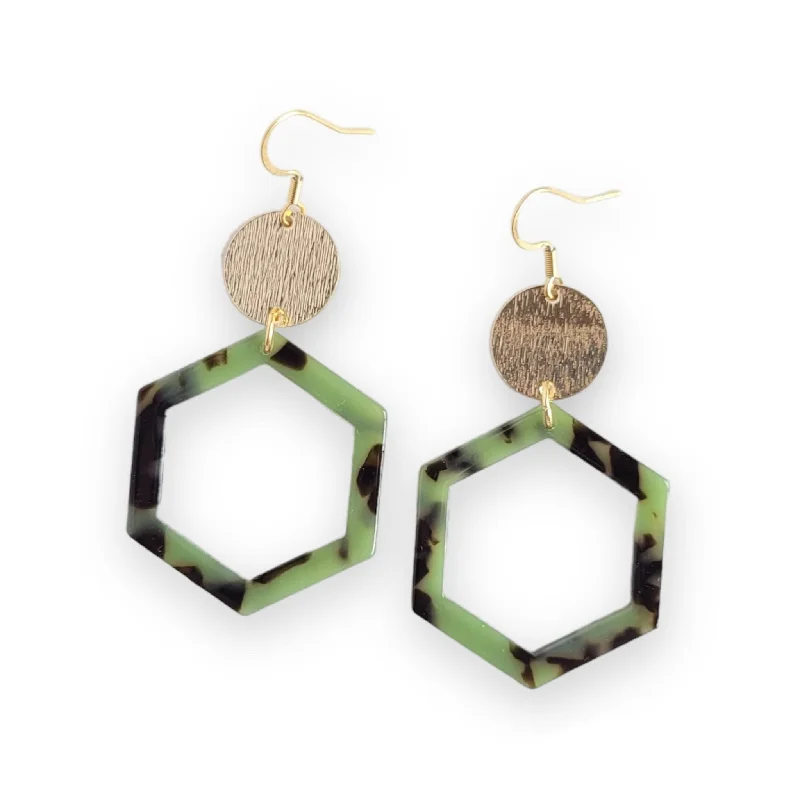 Oval Drop Earrings for Grace -Spiffy & Splendid Lennox Earrings in Olive Tortoise