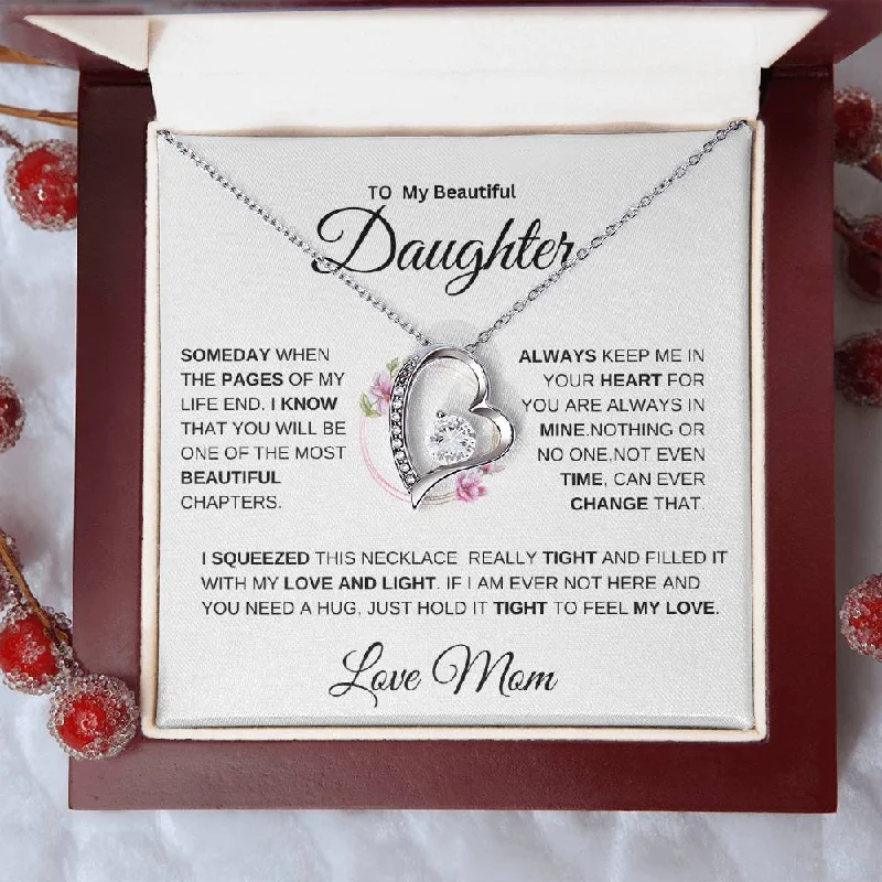 Necklaces and pendants with crescent moon designs for a celestial and mystical feel-[ ALMOST SOLD OUT] To My Beautiful Daughter " Always Keep Me in Your Heart " Love Mom | FL Necklace