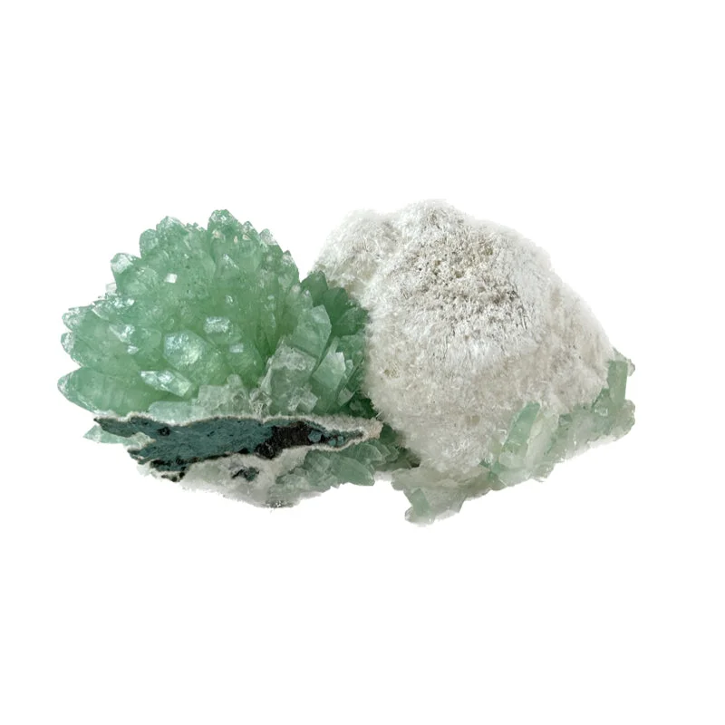 Best necklaces and pendants with intricate filigree for vintage-inspired elegance-Green Apophylite, White Stilbite + Okenite