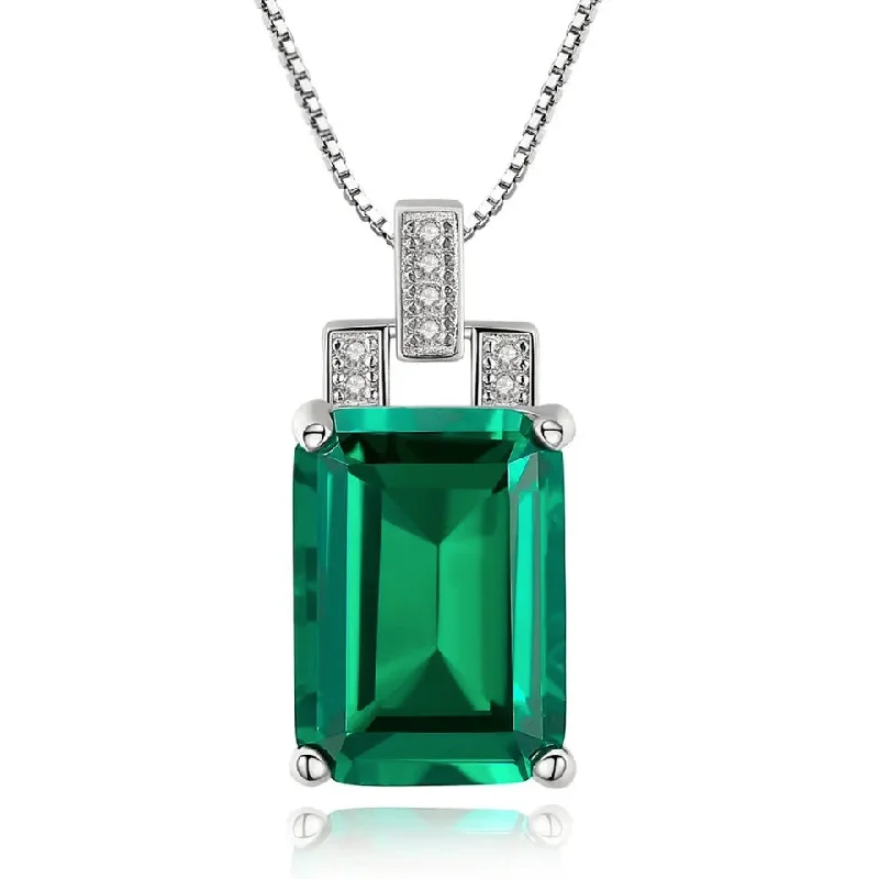 Best necklaces and pendants with seashell designs for a tropical, beachy vibe-Big Square Green Topaz Pendant 925 Sterling Silver Pendant Necklace Jewelry Fine Jewelry For Women