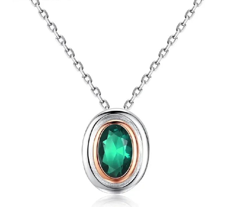 Stunning necklaces and pendants with turquoise and gold for a vibrant, earthy look-Birthstone Necklace Charm Women Jewelry Small Oval Pendant Sterling Silver Chain Women's Necklace