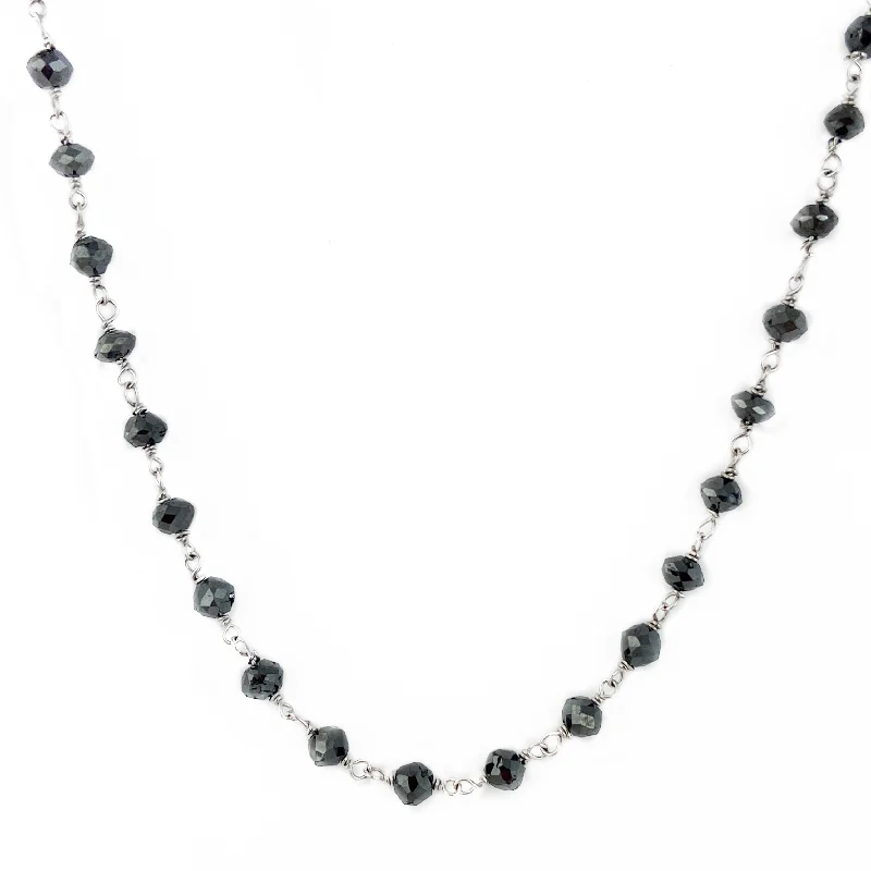 Layered necklaces and pendants for a trendy and fashionable stacked look-Black Diamond Rondelle Necklace