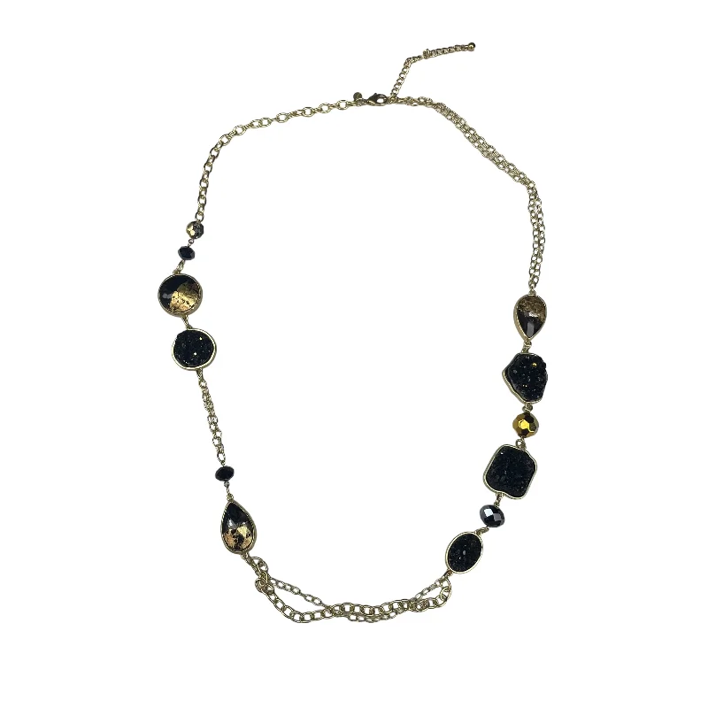 Necklaces and pendants with enamel accents for a colorful, eye-catching appearance-BLACK & GOLD NECKLACE CHAIN by CHICOS