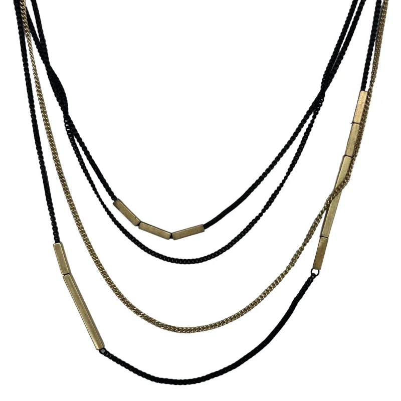 Best necklaces and pendants with silver chains for a sleek, timeless look-BLACK & GOLD NECKLACE STATEMENT by LIA SOPHIA