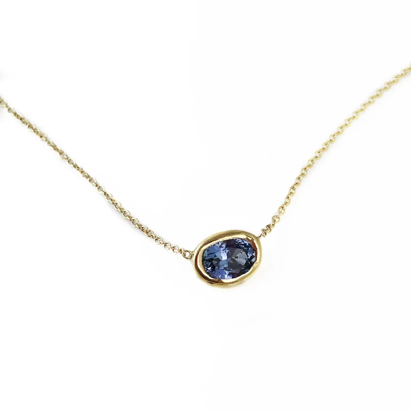 Beautiful necklaces and pendants with layered chains for a fashionable, chic look-Blue Sapphire Center Pendant Necklace