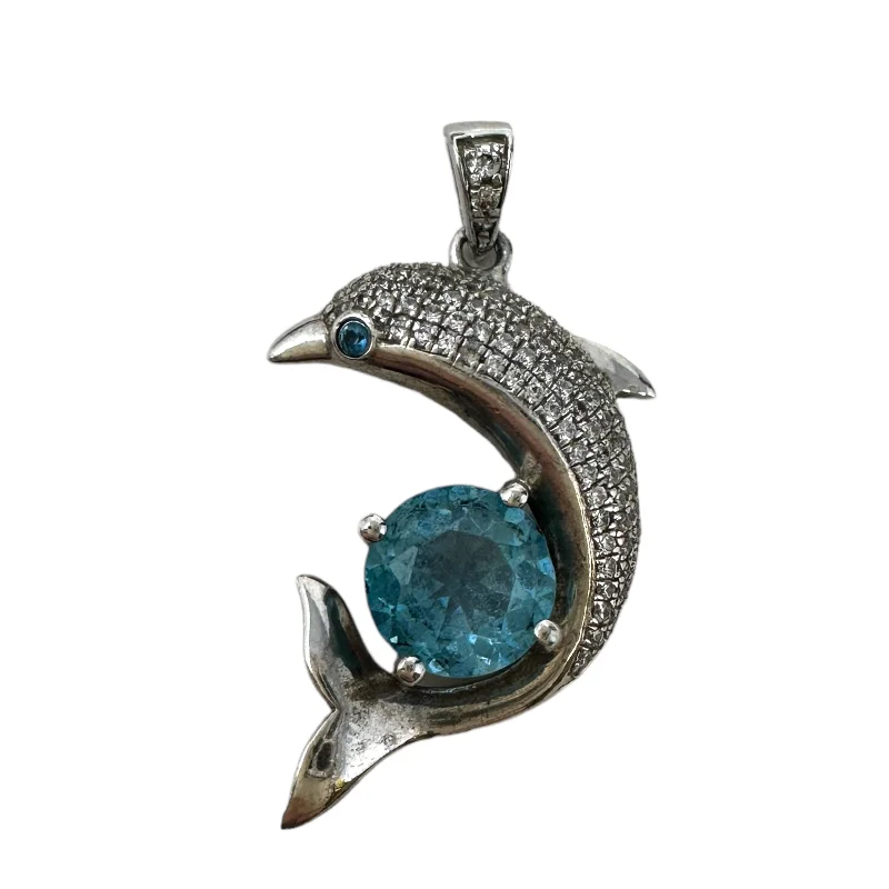 Best necklaces and pendants with emerald gemstones for a rich, sophisticated design-Blue Topaz &Sterling Silver Dolphin Pendant Staur