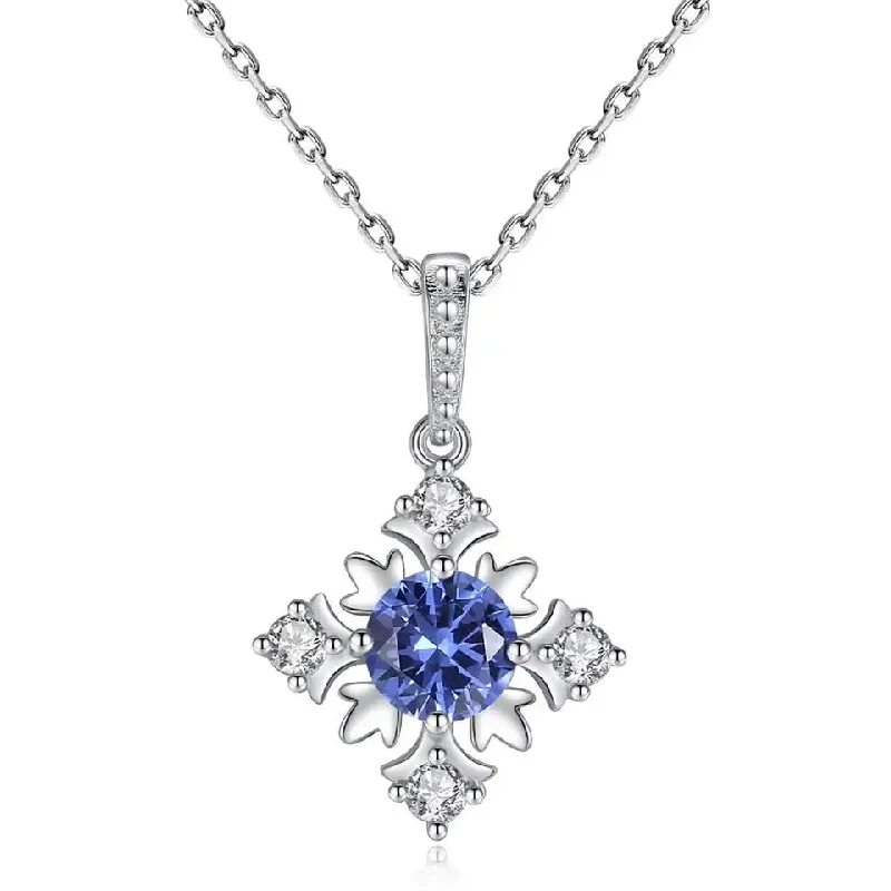 Necklaces and pendants with enamel accents for a colorful, eye-catching appearance-Christmas Gift Snowflake Gemstone Pendant Necklace for Women Fine Jewelry Cute Pendants