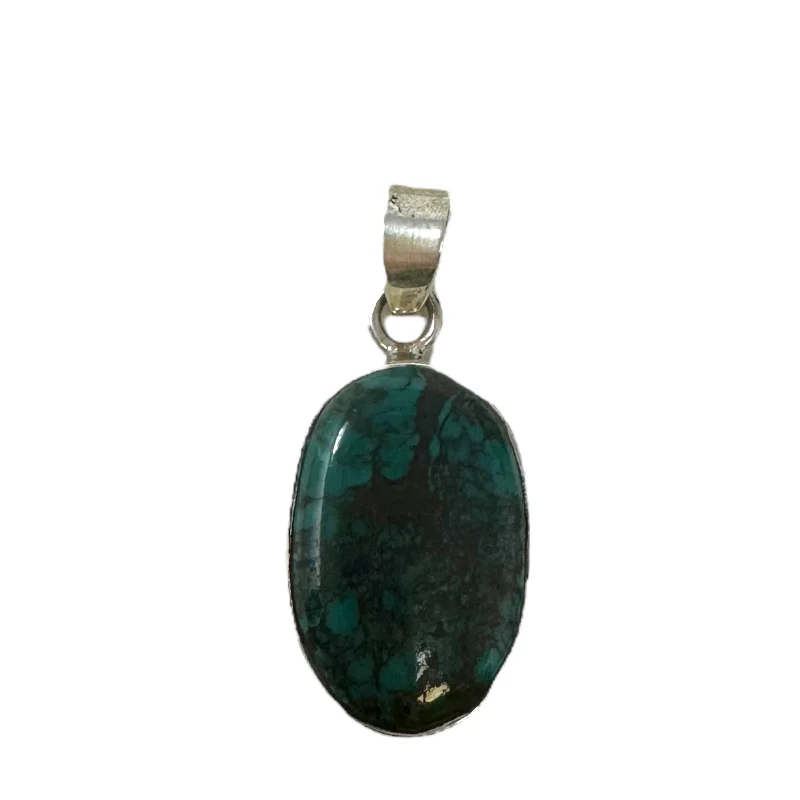 Stunning necklaces and pendants with turquoise and gold for a vibrant, earthy look-Chrysocolla & Sterling Silver Pendant Unknown Brand