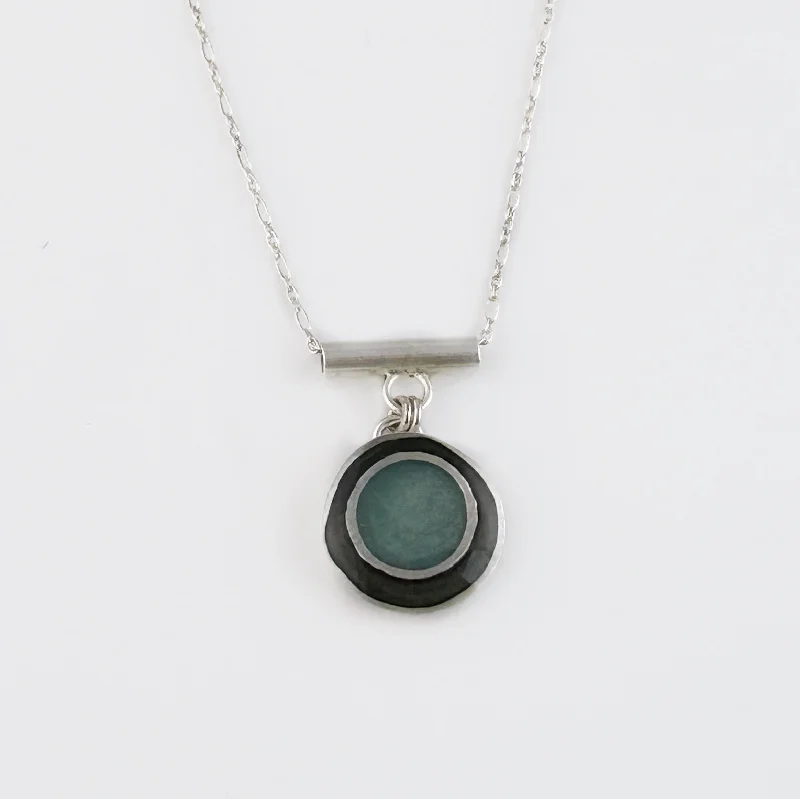 Trendy necklaces and pendants with statement pieces for a bold fashion statement-Grey + Blue Nesting Circle Pendant Necklace