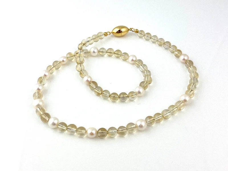 Stylish necklaces and pendants with diamonds for a glamorous and elegant look-Citrine + Pearl Necklace