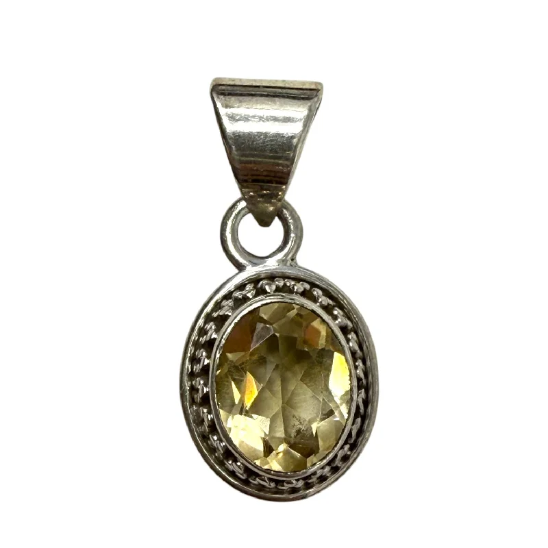 Necklaces and pendants with lotus flower designs for a spiritual, peaceful vibe-Citrine & Sterling Silver Pendant By Unknown Brand