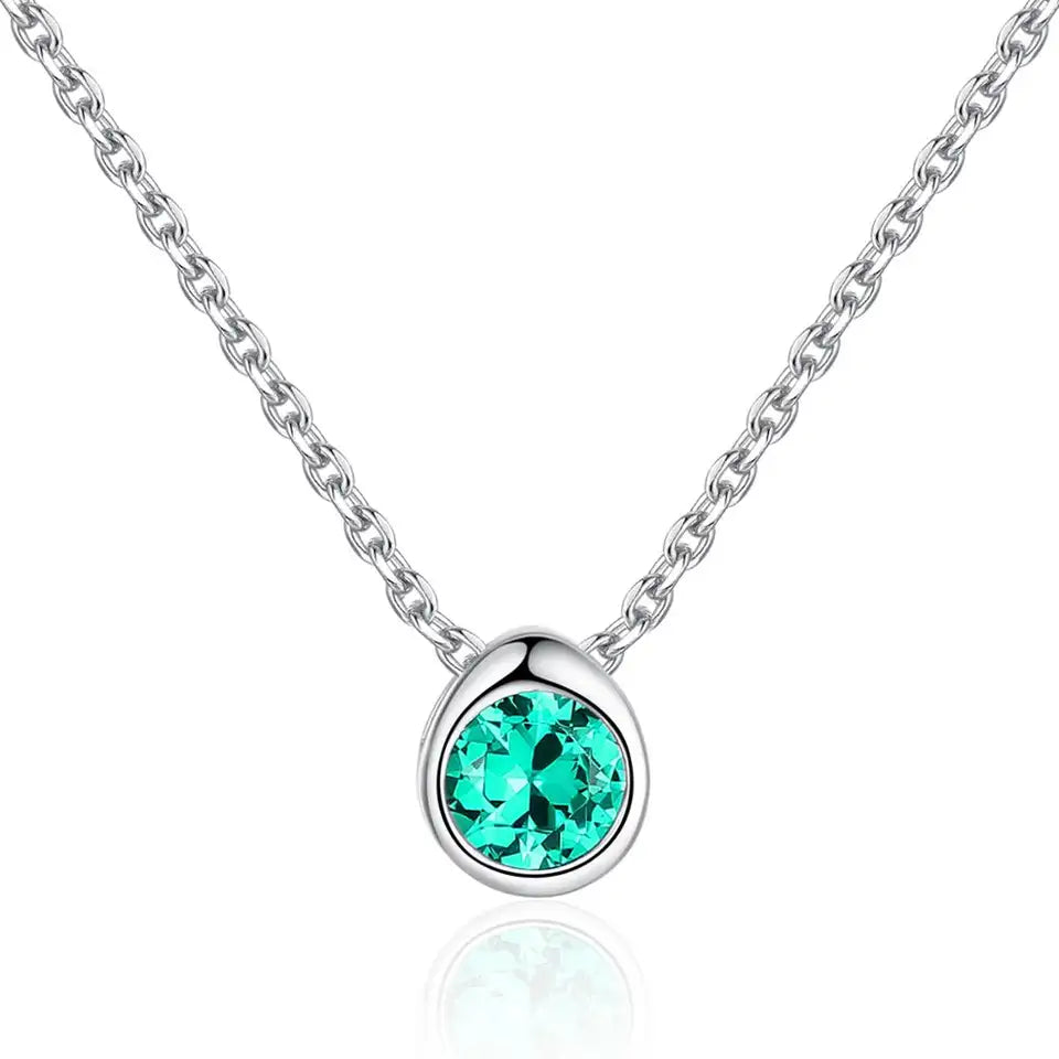 Best necklaces and pendants with heart-shaped lockets for a sentimental keepsake-Classic Single Round Lab Gemstone Link Chain 925 Sterling Silver Round Pendant Necklaces for Women