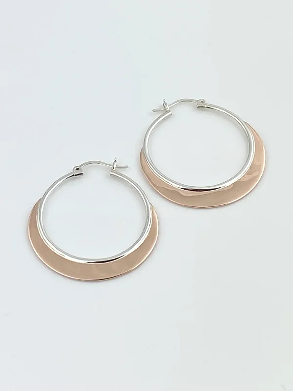 Best necklaces and pendants with black diamonds for an edgy, bold statement-Sterling Silver & Copper Hoop