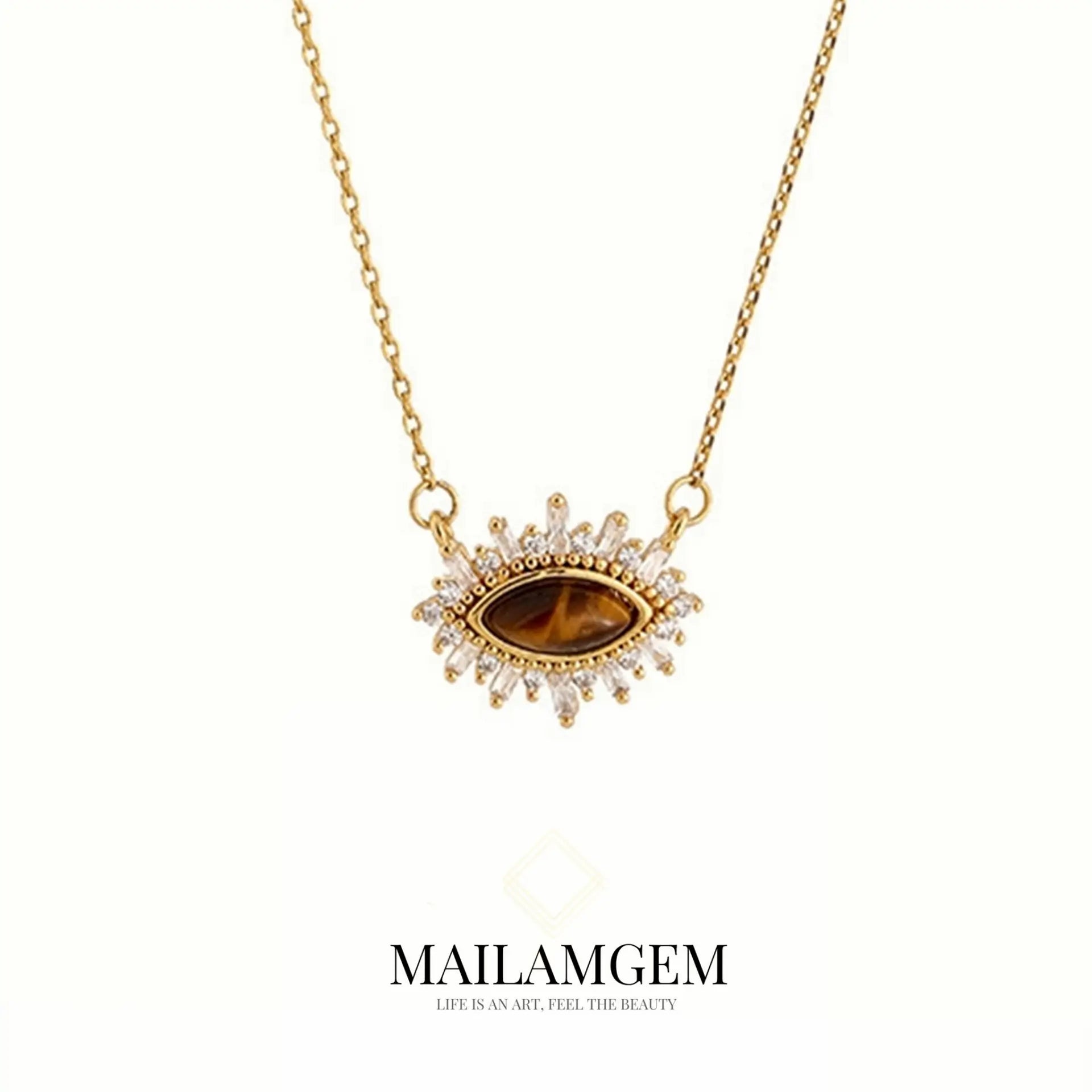 Best necklaces and pendants with cross pendants for a spiritual, meaningful symbol-Desert Eye 18K Gold Plated Necklace