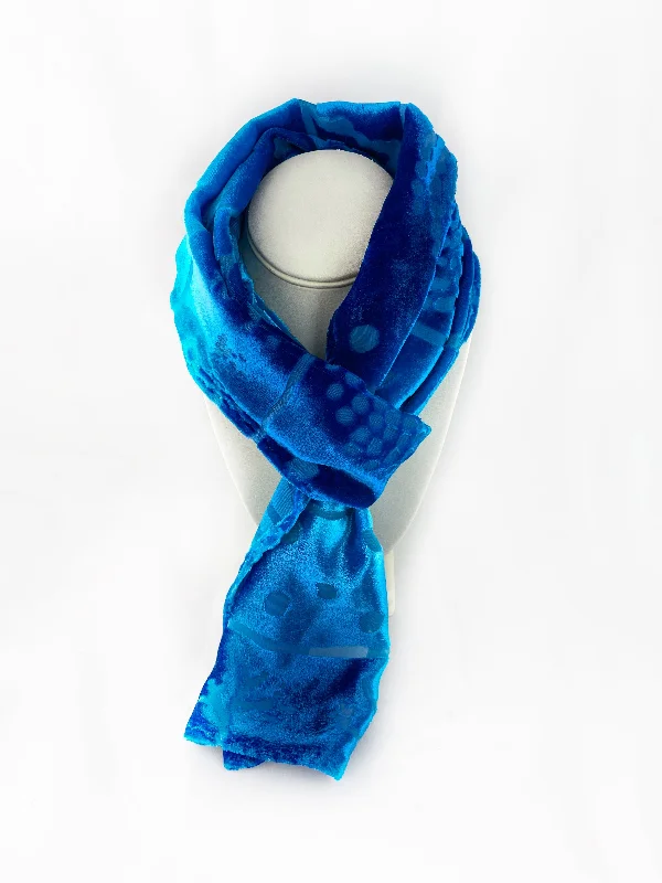 Necklaces and pendants with abstract shapes for a modern, creative appearance-Blue Devoré Velvet Scarf