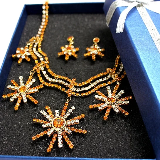 Best necklaces and pendants with emerald gemstones for a rich, sophisticated design-Orange Sun Sea Star Necklace Set