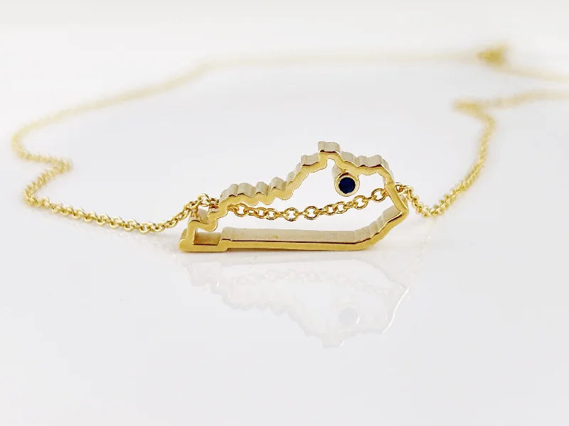 Layered necklaces and pendants for a trendy and fashionable stacked look-Gold Plated Kentucky Pendant Necklace with Sapphire