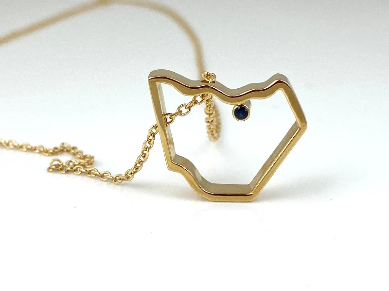 Necklaces and pendants with love knot designs for a romantic, meaningful symbol-Gold Plated Mason Co Pendant w/Sapphire