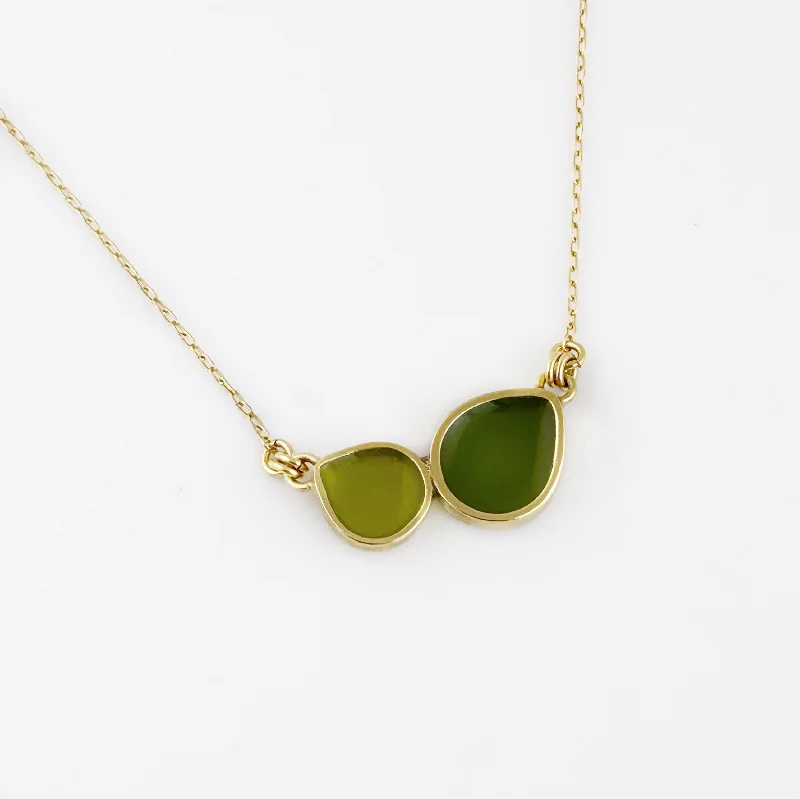 Best necklaces and pendants with gemstone clusters for a bold and colorful effect-Green Opposing Pears Pendant Necklace