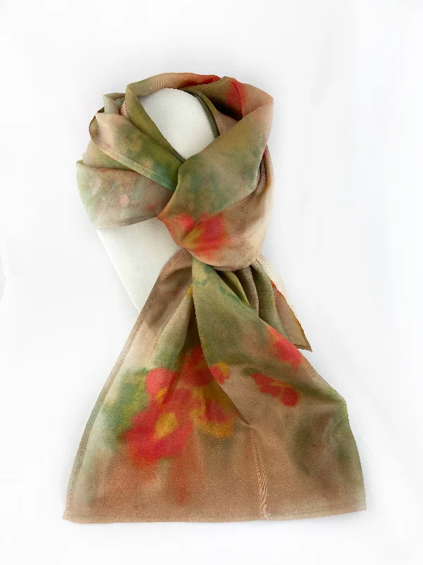 Best necklaces and pendants with intertwined designs for a symbol of unity-Orange Nasturtiums Silk Scarf I