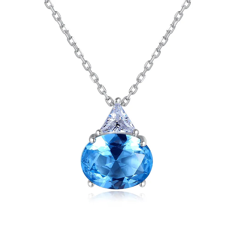 Elegant necklaces and pendants with diamond accents for added sparkle-High Quality Blue Topaz Round Pendant with Silver chain for Temperament Girl Design Wholesale Jewelry