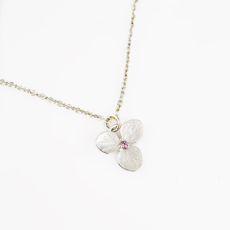 Best necklaces and pendants with cubic zirconia for a budget-friendly dazzling effect-Hydrangea Blossom Pendant Necklace with Pink Tourmaline