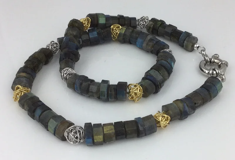 Unique necklaces and pendants with gemstones for a colorful and vibrant statement-Labradorite Bead Necklace