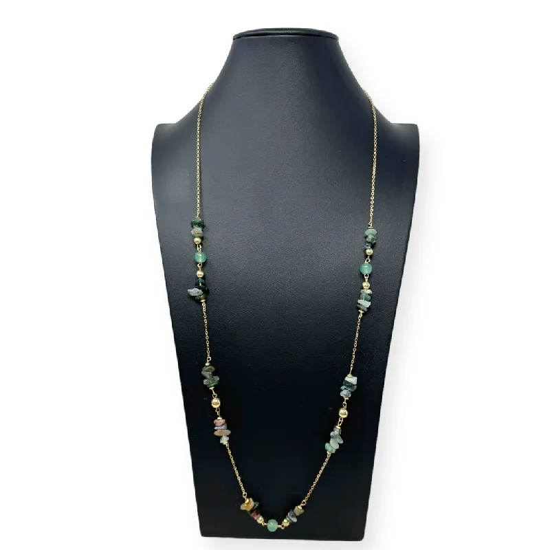 Elegant necklaces and pendants with gold chains for a chic, timeless appearance-Long Nagural Stone Beaded Necklace Unbranded