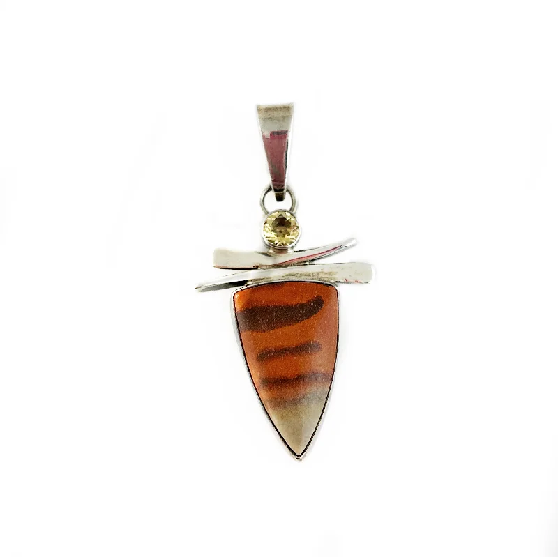 Best necklaces and pendants with glowing moonstone for an ethereal glow-Citrine + Picture Jasper Pendant