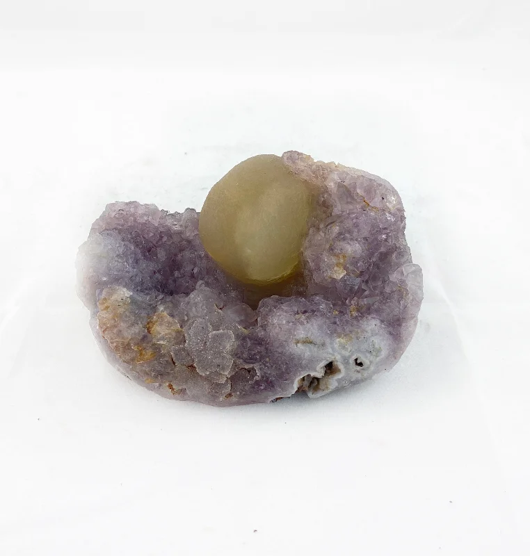 Necklaces and pendants with lock and key designs for a symbolic gesture-Hemispherical Fluorite in Amethyst Geode