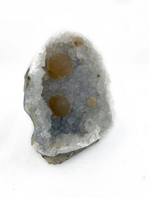 Best necklaces and pendants with seashell designs for a tropical, beachy vibe-Hemispherical Fluorite in Grey Quartz Geode