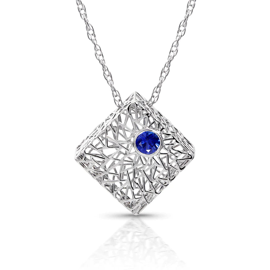 Stunning necklaces and pendants with sapphire gemstones for a luxurious blue hue-Platinum Box Pendant Necklace with Sapphire