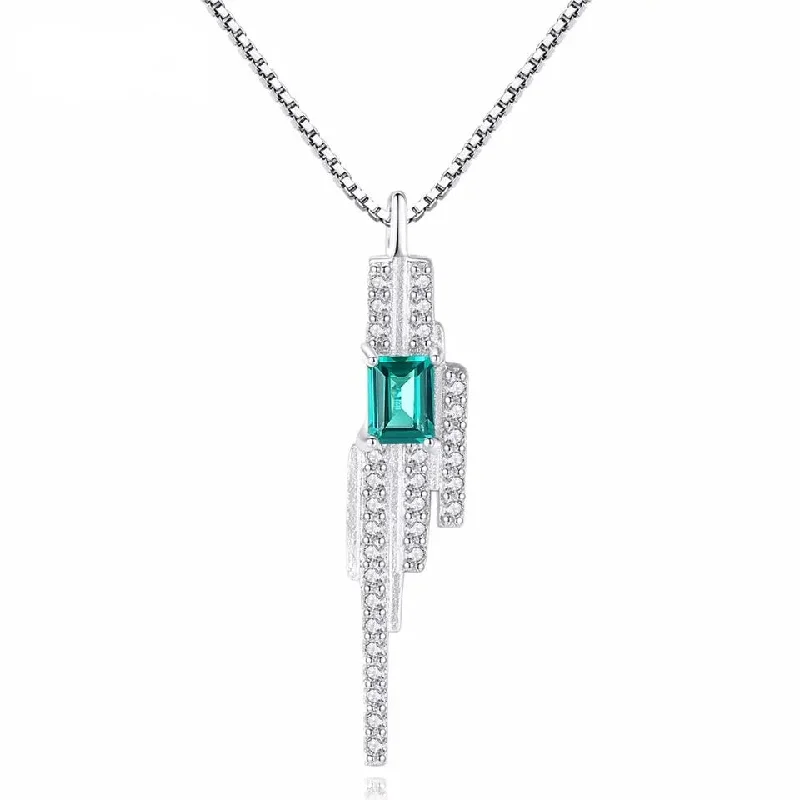 Best necklaces and pendants with cubic zirconia for a budget-friendly dazzling effect-Sterling silver 925 Natural Green Topaz Necklace, Silver Pendants Necklaces Fine Wedding Jewelry For Women