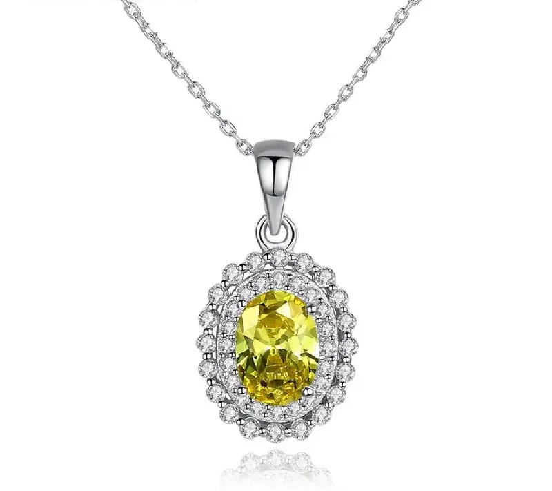 Unique necklaces and pendants with tree of life motifs for nature-inspired elegance-Sterling Silver Yellow Crystal Necklace Gold Plated Chains for Women Fine Jewelry