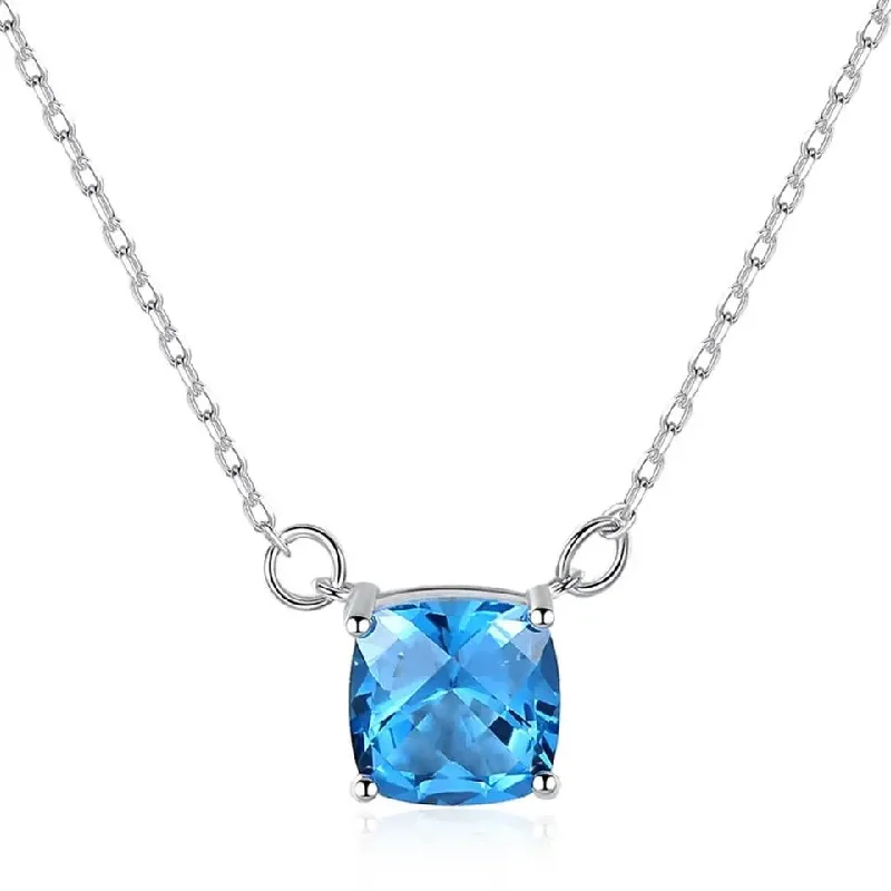 Best necklaces and pendants with oval pendants for a classic, elegant shape-Trending Blue Sky Stone Pendant Luxury Women Dainty Jewelry Silver 925 Lab Diamond Topaz Necklace