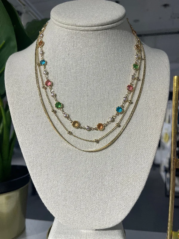 Stunning necklaces and pendants with jade gemstones for a calming green hue-Two-Layer  Dainty Necklae