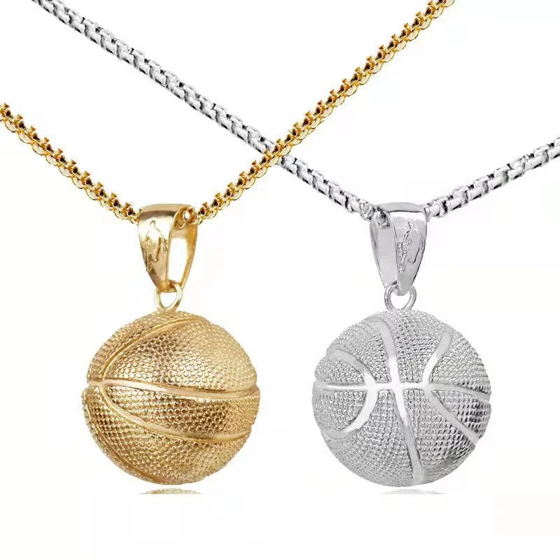 Unique necklaces and pendants with engraved messages for a sentimental gift-Wholesale Basketball Pendant Alloy Necklaces