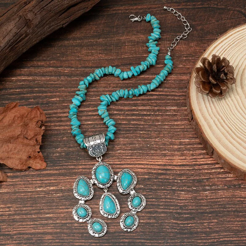 Best necklaces and pendants with zodiac signs for a celestial, astrology-inspired vibe-Wholesale Bohemia Water Drop Shape Turquoise Pendant Necklaces