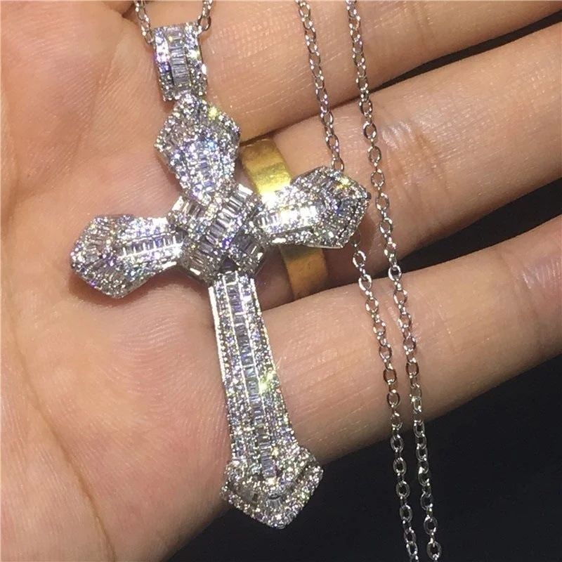 Trendy necklaces and pendants with geometric shapes for a modern aesthetic-Wholesale Full Diamond Cross Alloy Necklaces