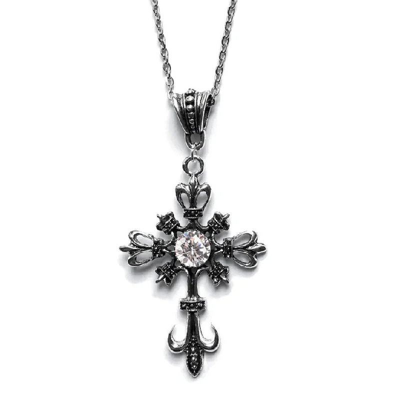 Best necklaces and pendants with heart-shaped lockets for a sentimental keepsake-Wholesale Gothic Cross Crystal Pendants Alloy Necklaces