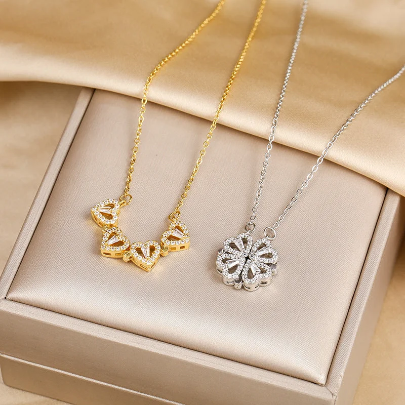 Necklaces and pendants with star-shaped designs for a whimsical, celestial touch-Wholesale Love Clover Titanium Steel Necklaces