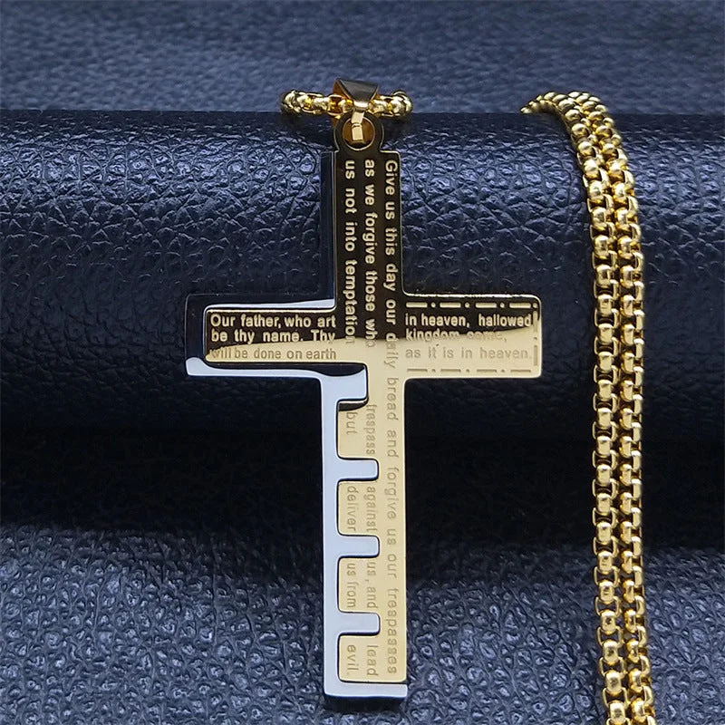 Personalized necklaces and pendants with initials for a customized and meaningful gift-Wholesale Men's Stainless Steel Cross Necklaces