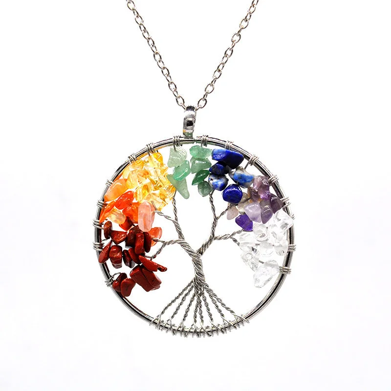 Best necklaces and pendants with intricate filigree for vintage-inspired elegance-Wholesale Natural Colorful Crystal Life Tree Necklace