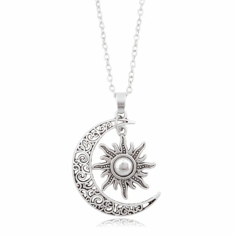 Personalized necklaces and pendants with initials for a customized and meaningful gift-Wholesale Sun Moon Pendant Alloy Necklaces