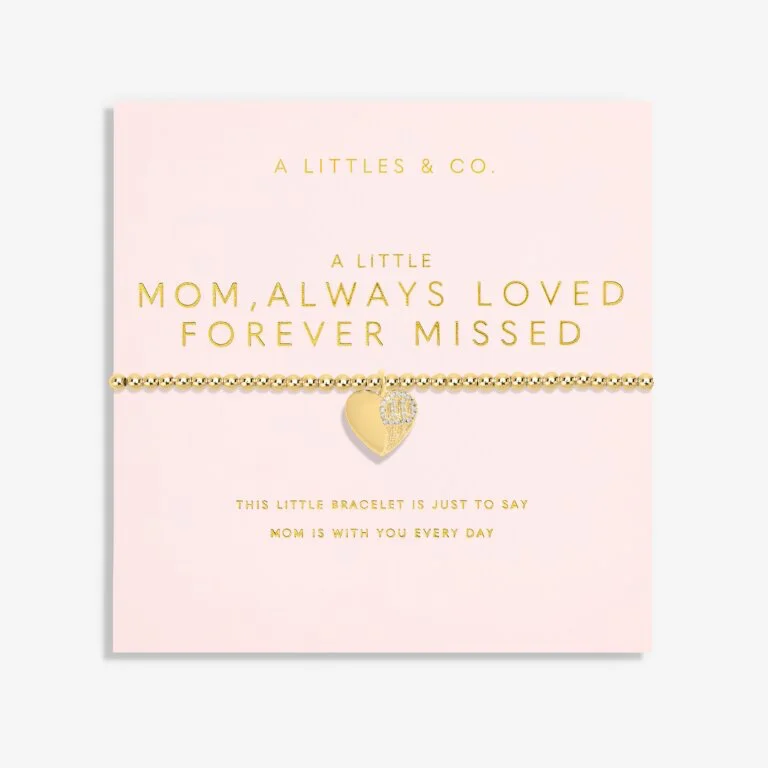 Bangle bracelets with polished marble inlays for a chic and trendy appearance-A Little 'Mom, Always Loved Forever Missed' Bracelet In Gold-Tone Plating